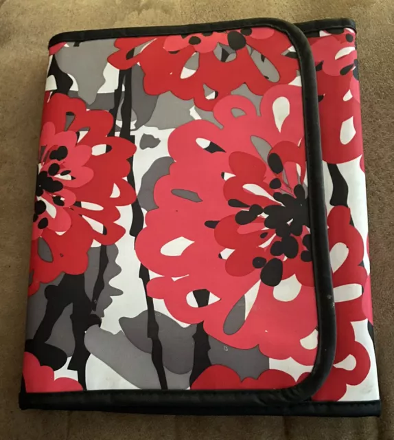 Thirty One Retired BOLD BLOOM Fold It Up Organizer IPAD /Tablet Holder Red Black