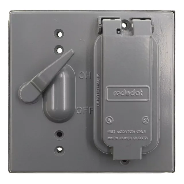 Red Dot S419E Weatherproof/Outdoor Outlet/Gfci & Switch Cover Plate, 2-Gang, Gra