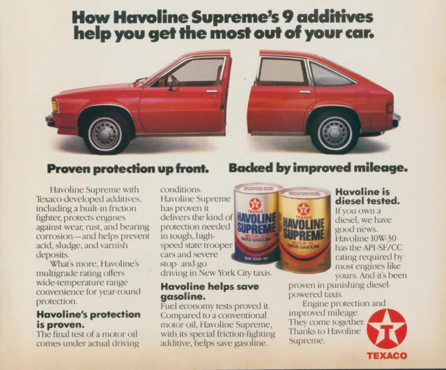 1983 Texaco Havoline Supreme Car Cut Half Diesel Tested Vintage Print Ad SI8