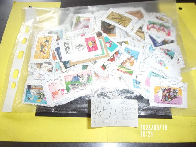 Lot 570 timbres sur fragment 45 series completes aucun double