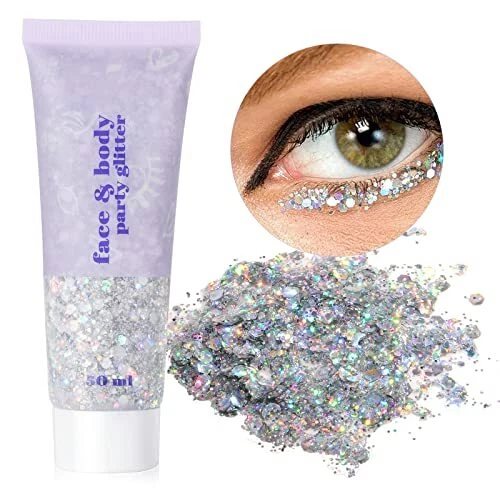 Body Glitter Gel Chunky Glitter Gel Chunky Body Lotion Glitzer Flüssiger Lid...