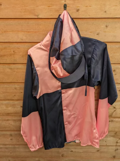 Race Safe Jockey Silks Shirt Bnwt XS Pink Navy Hat Cover M Read Description