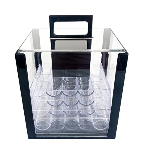 Deluxe Acrylic Poker Chip Case Poker Chip Carrier(1000 Chips Capacity)-With