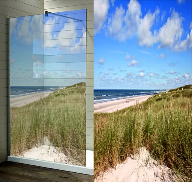 Decoración de cristal ducha duna mar Báltico 200 x 100 cm a medida 2