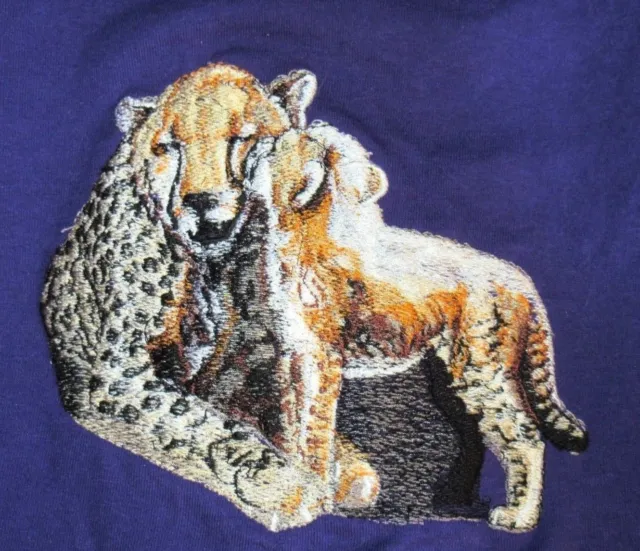 Embroidered Long-Sleeved T-Shirt - Cheetah and Cub BT3641