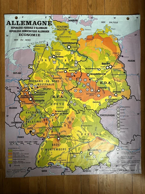 ANCIENNE AFFICHE SCOLAIRE plastifiée R/V - Allemagne RFA & RDA EUR 39 ...