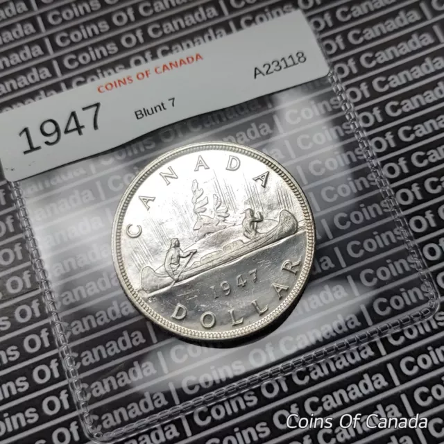 1947 Canada Silver Dollar Coin - Blunt 7 -Uncirculated High Grade #coinsofcanada