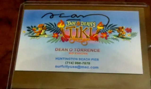 Dean Torrence signed autographed business card California Sound Surf Music Jan