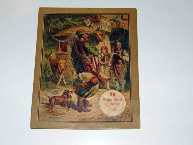 uraltes Legespiel Rechen Zahlenspiel um 1900 - aus Karton - Jäger Motiv