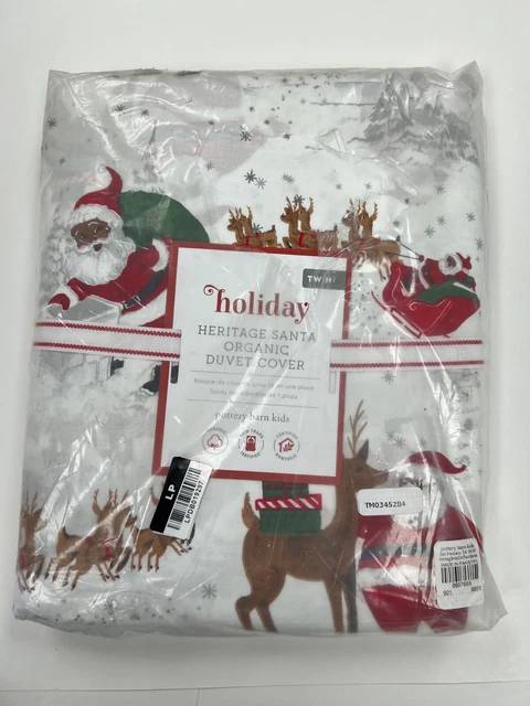 Funda edredón orgánica gemela Pottery Barn Kids Heritage Santa