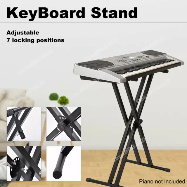Casa Piano Keyboard Stand Adjustable Folding X Style  Double Braced Height Stool