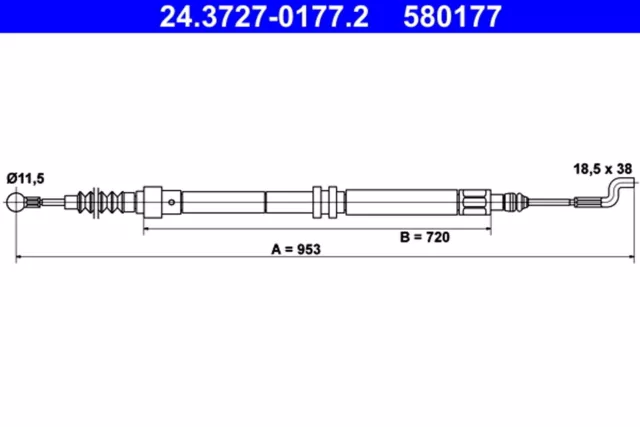 ATE Bremsseil Seilzug Feststellbremse 24.3727-0177.2 für VW TRANSPORTER T4 7DB