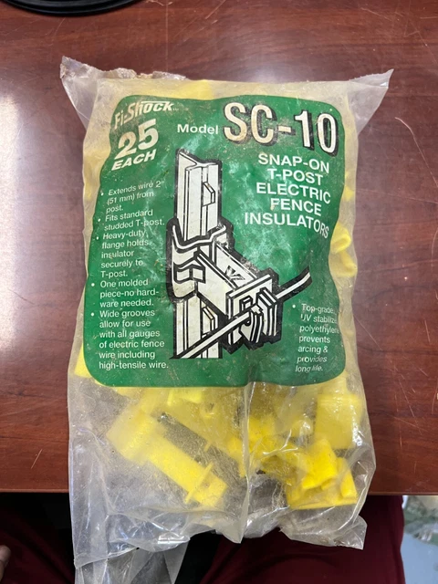 25 PACK - Fi-Shock Backside / REVERSED SC-10 -  T-Post Insulator 2" YELLOW NOS