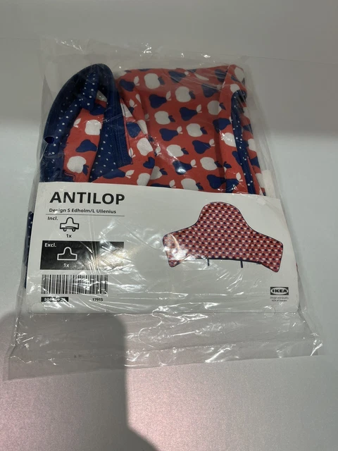Cubierta de cojín para silla alta IKEA Antilop reversible rojo pera púrpura azul lunares