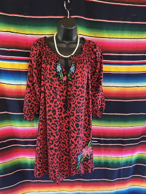 Beautiful Krista Lee Red Dress with Embroidery Ladies L