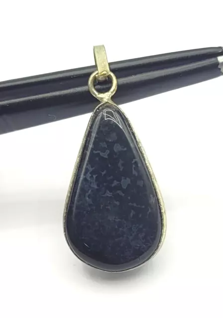 Tibetan Silver Natural Agate Gemstone Pear Shape Vintage Pendant 2.61 Grams