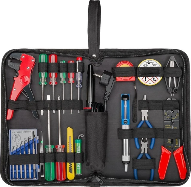 Goobay Kit Valigetta di 20 Attrezzi con Set di Saldatura in Pratica Custodia