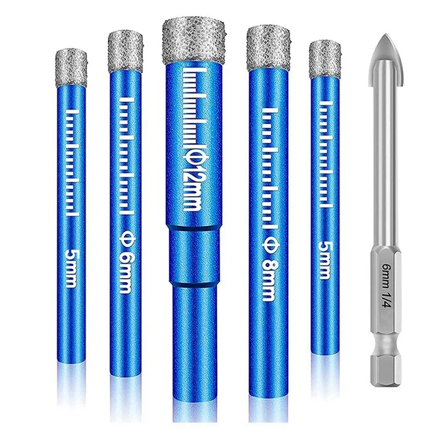 Tile Drill Set, 6-Piece Diamond Drill Bit, 5-12 mm Tile Drill, Diamond Dril A7T6