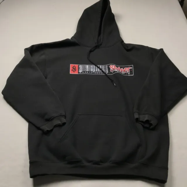 VINTAGE Slipknot Hoodie Mens XL Black Sweatshirt Bar Code Rock Music 2001 Logo