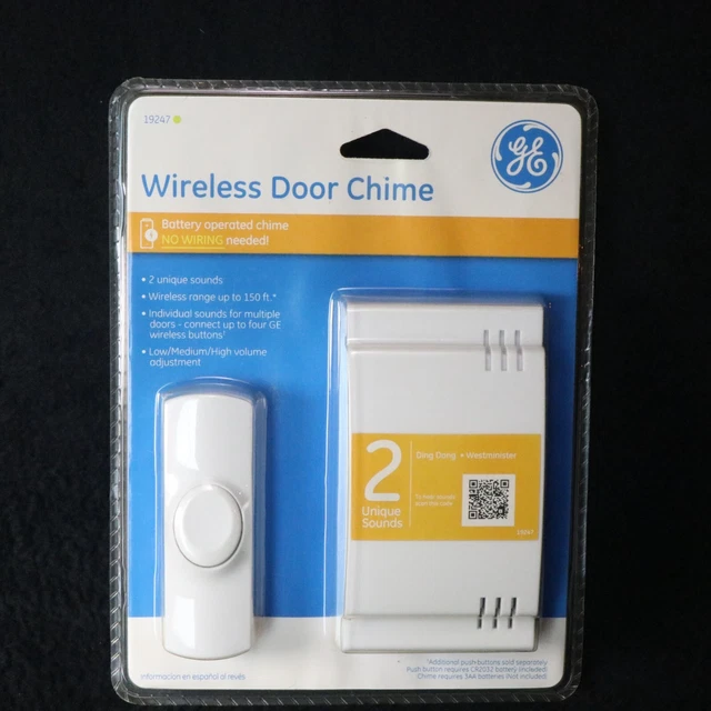 GE WIRELESS DOOR Chime Kit Doorbell 2 Sounds Battery Volume Control
