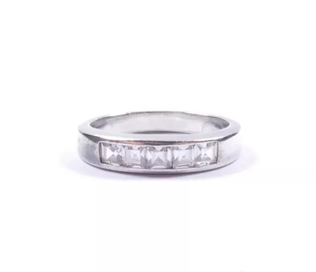 Silver Eternity Ring Baguette CZ Clear Cubic Zirconia 925 Sterling 4.2g