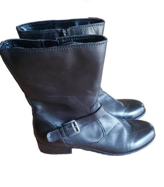 Bandolino BDTISDALE Black Leather Mid Calf Side Zip Boots Womens 9.5 M 8" Shaft