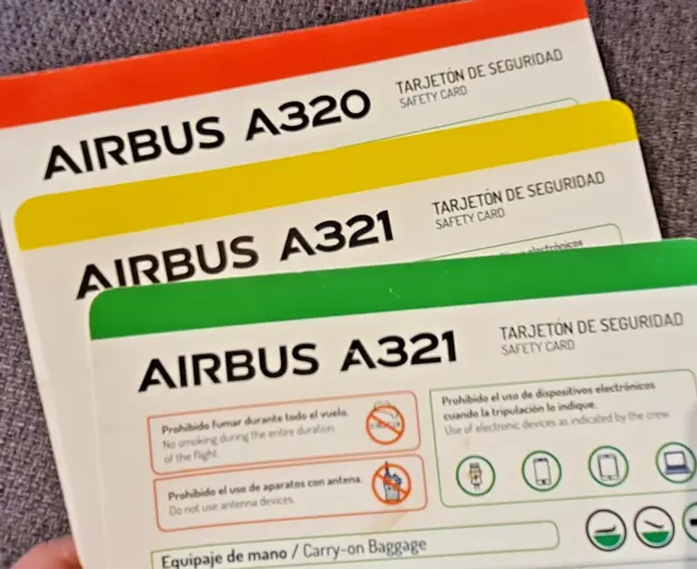 3 Viva Airbus A320 A321 Airlines Aircraft Safety Cards Set MEXICO