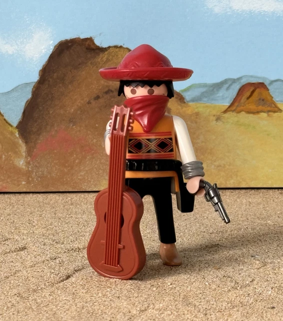 Lot PLAYMOBIL 3035 Vintage - Bandit Mexicain Avec Cactus, Caisse, Carabine, Serpent - Western