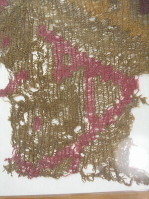 Ancient Pre Columbian Chancay Colorful Net / Gauze Textile Fragment 12x16" Case 5