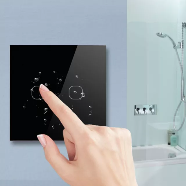 Tempered Glass Panel 1/2/3 Gang 1 Way LED Light Switch Wall Switch Touch Switch