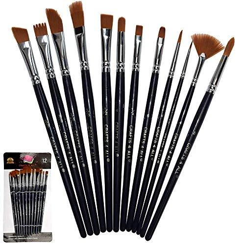 Crafts 4 All Set di Pennelli Professionali in Legno e Nylon per Pittura - Pennel