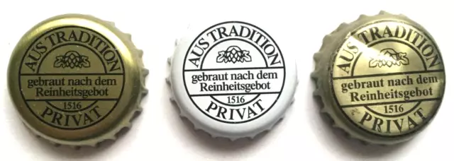 3 Kronkorken bottle caps Aus Tradition Privat Germany