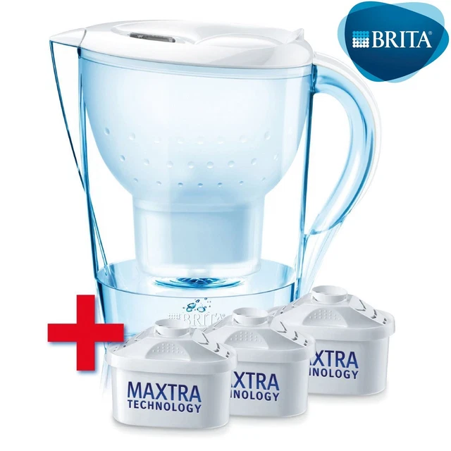 BRITA MARELLA WATER Filter Jug White + 3 Month Starter Pack, 3 Maxtra