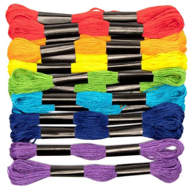 AX931 Rainbow Coloured Thread - Pack of 21, Embroidery String Value Pack Arts an