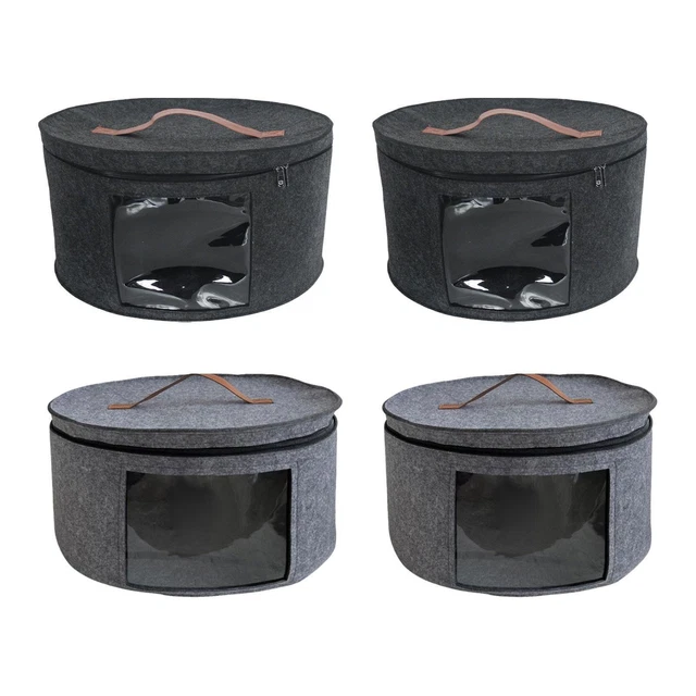 Boîte de rangement de chapeau en feutre avec couvercle, bac de rangement de