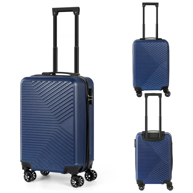 20 Inch Hard Shell Luggage Blue Suitcase Carry On Luggage with Spinner Wheel US