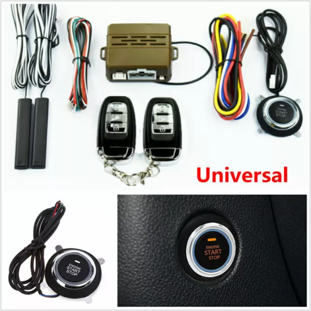 Car Alarm Start Security System Key Passive Keyless Entry Push Button Remote Kit