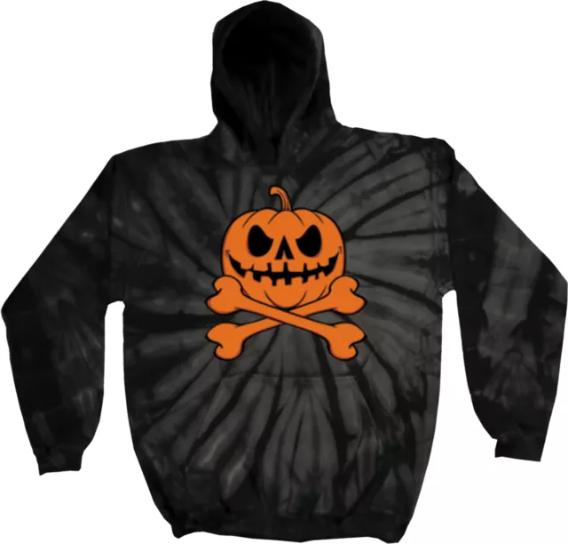 Mens Halloween Pumpkin Skeleton Tie Dye Hoodie