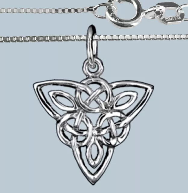 925 ECHT SILBER  Celtic Keltische Knoten Triquetra Dreieck Anhänger  20mm Kette