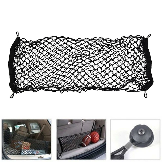 Filet Style D'Enveloppe Élastique Pour Coffre Voiture - Filet De Bagages Avec 4 Crochets - Noir