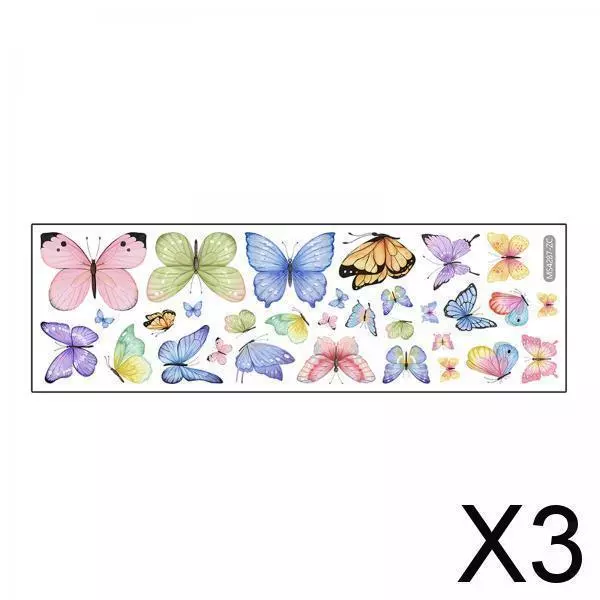 3X Adesivi murali farfalle colorate Decalcomanie per adesivi murali in PVC per