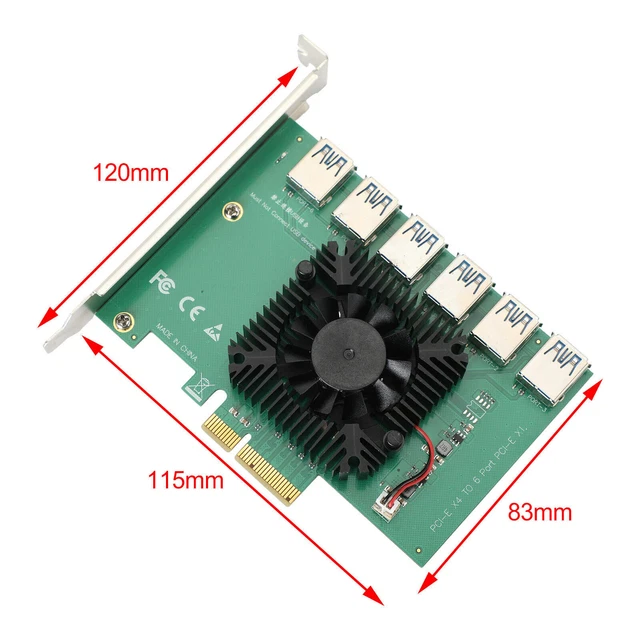 20Gb Riser Card Adapter PCIE 1 to 6 PCI Express X4 to 6 Port USB3.0 For Mining## 3