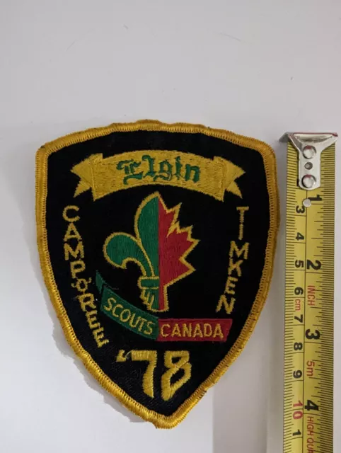 Vintage Boy Scout Cubs Patch Elgin Camoiree TIMKEN Scouts Canada 1978