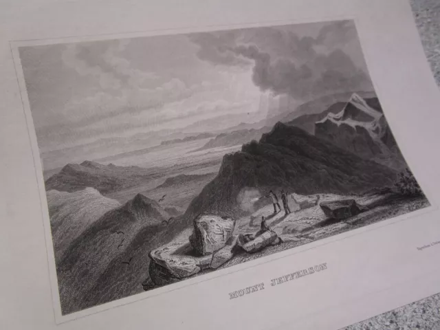 Hunting on top of Mount Jefferson NH New Hampshire engraving 1862 antique print