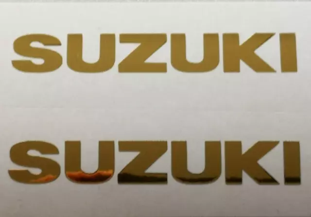 2 x Suzuki Schriftzug • Motorrad Aufkleber • Sticker • Chrom Gold