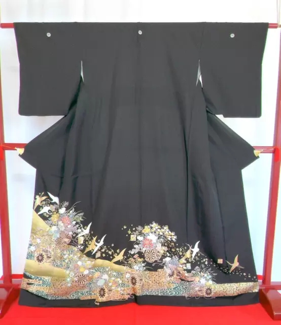 Japanese Kimono/“Tomesode” Pure Silk/Traditional/crane/Flower/Classic pattern
