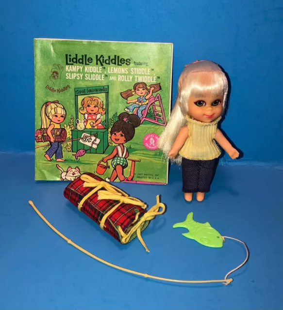 VINTAGE LIDDLE KIDDLES KAMPY KIDDLE Doll w/ Sleeping Bag Pan Fishing Pole * WOW* $116.95 - PicClick