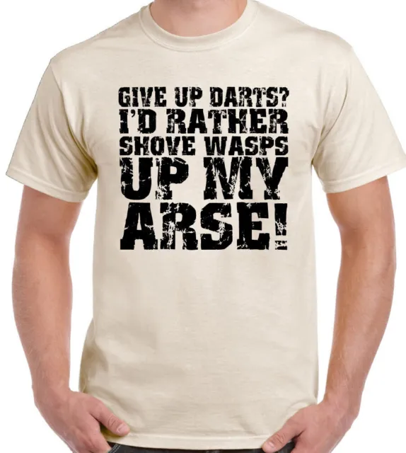 Give Up Darts Mens Funny Dart Player T-Shirt Board Mat Flights Arrows