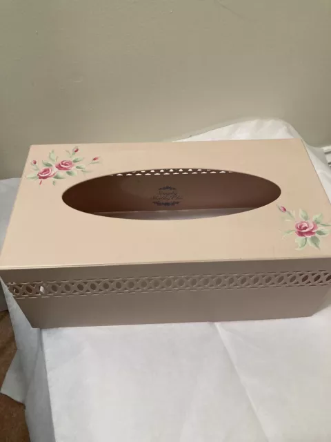 Simply Shabby Chic Rachel Ashwell Pink Rose Flower Metal Tissue Box Cover Bath