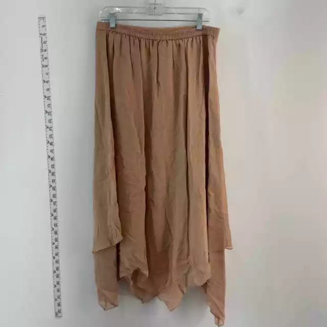 Adrianna Papell Tan Silk Maxi Skirt, Size 16 2